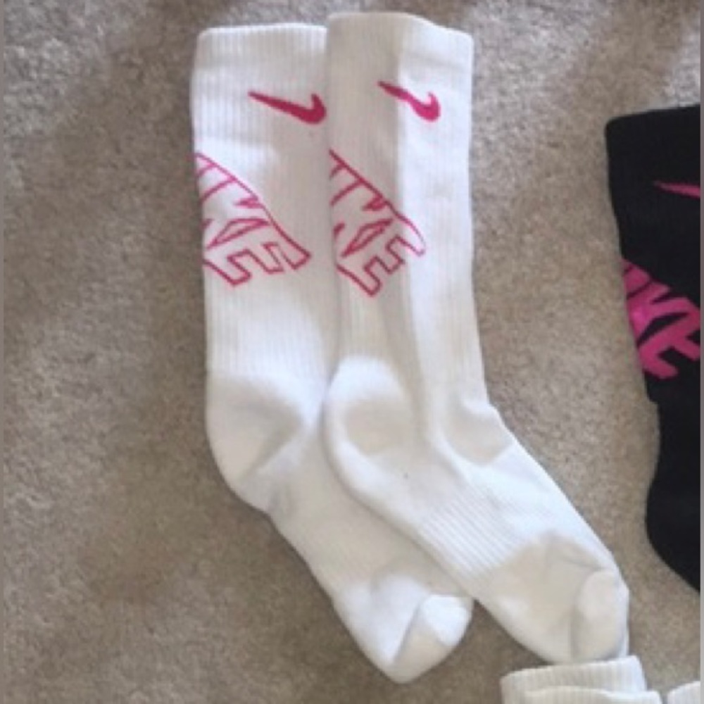 White/Pink Nike Socks